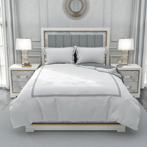 AURA HOME GREY EMBROIDERED HOTEL DUVET SET 4PC
