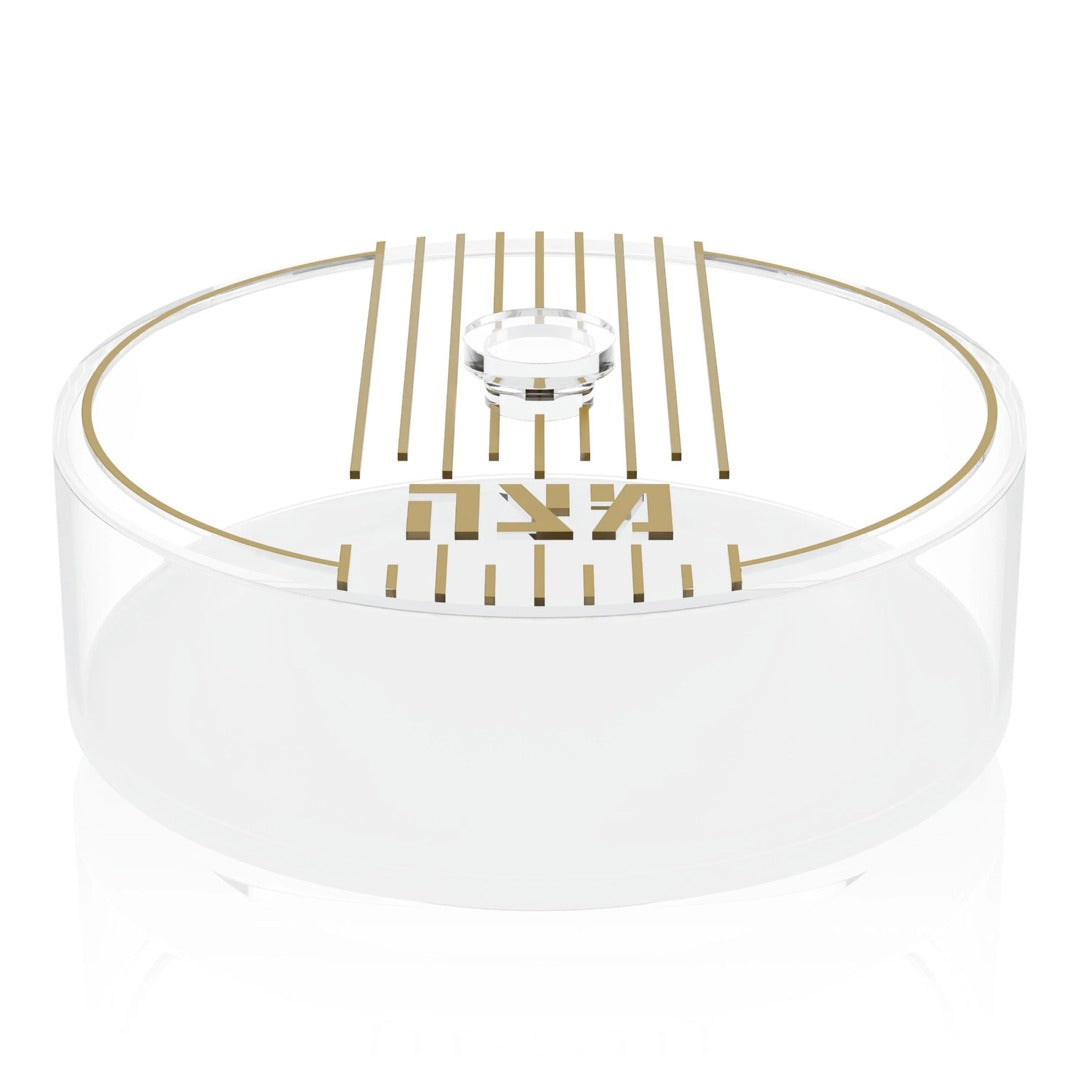 LINEAR ROUND MATZAH BOX GOLD