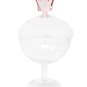 GLASS FOOTED JAR WITH SHAPE HANDLES