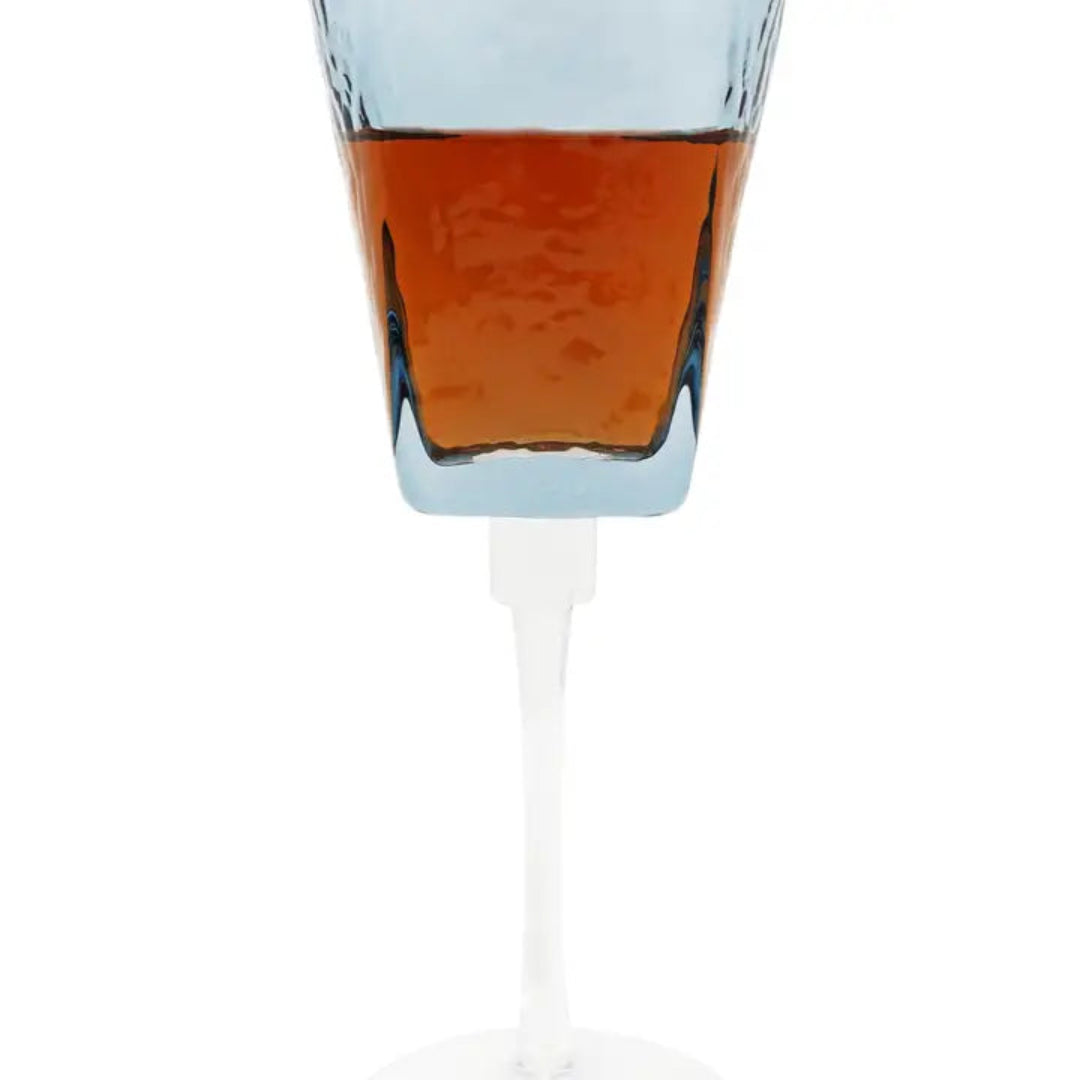 SET OF 6 WINE GLASSES, HAMMERED BLUE