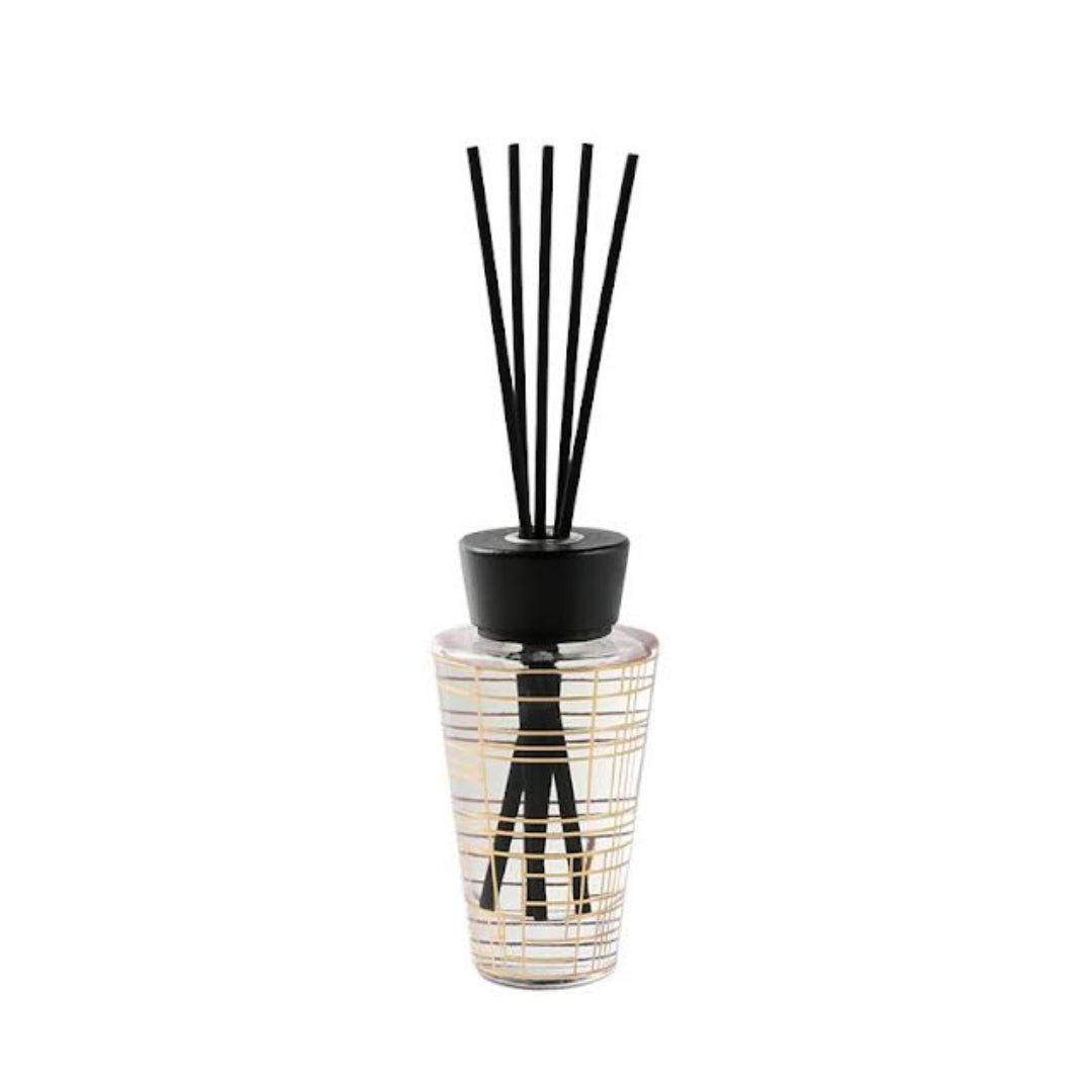 CONE REED DIFFUSER, CLEAR BOTTLE, BLACK CAP