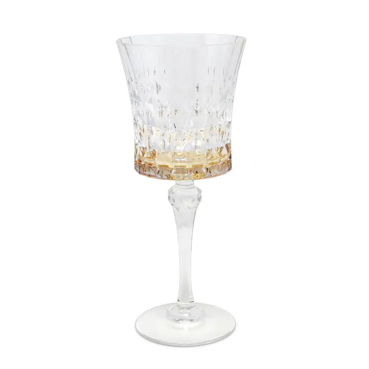 DIAMOND WATER GLASS W/ AMBER SHADE 6 PCK