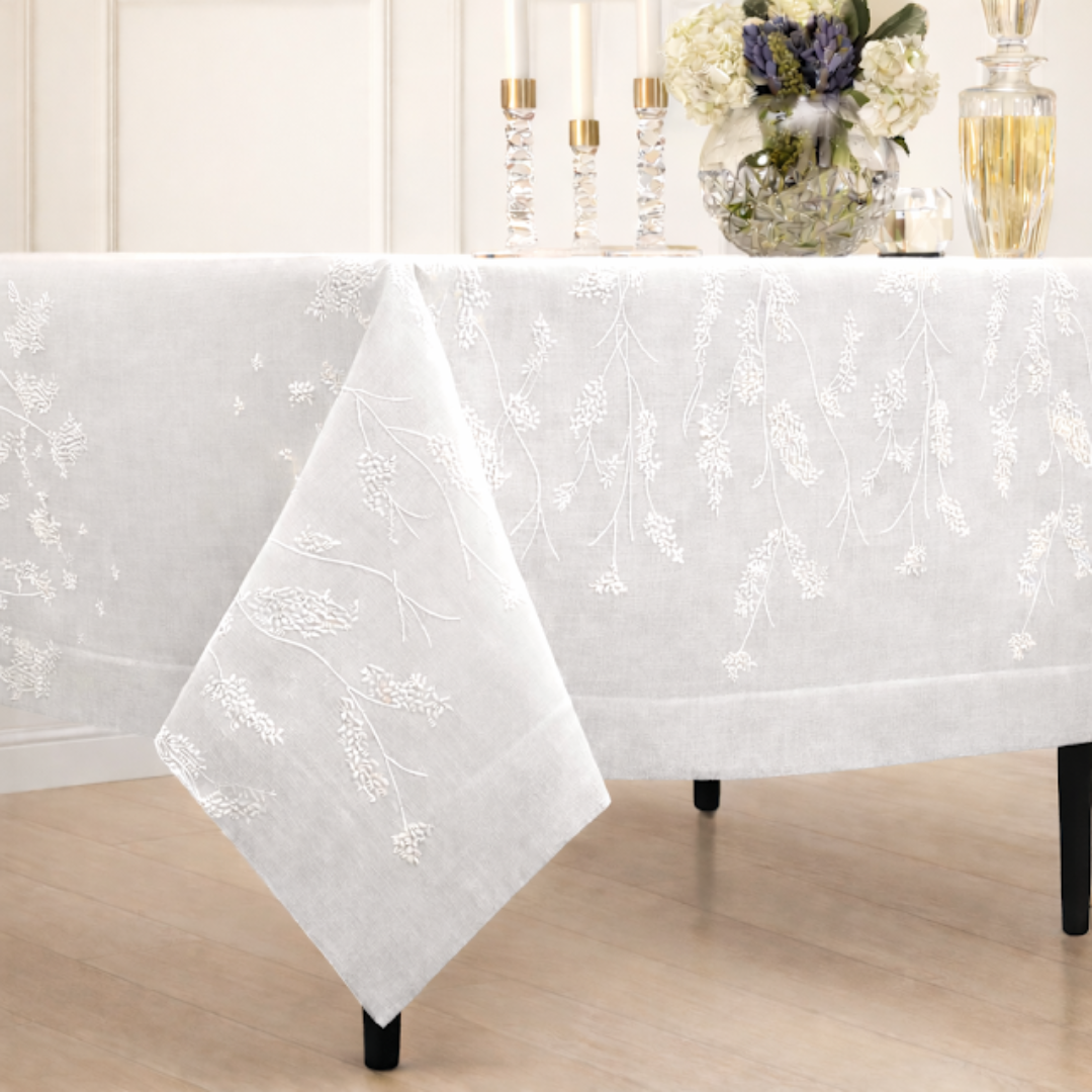 VINE WHITE TABLECLOTH