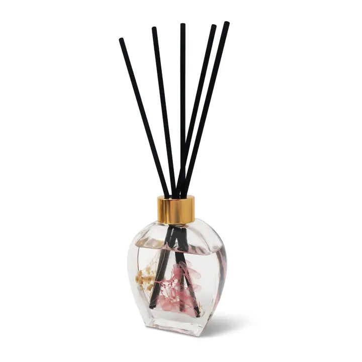 CLEAR REED DIFFUSER W/ PINK FLOWER