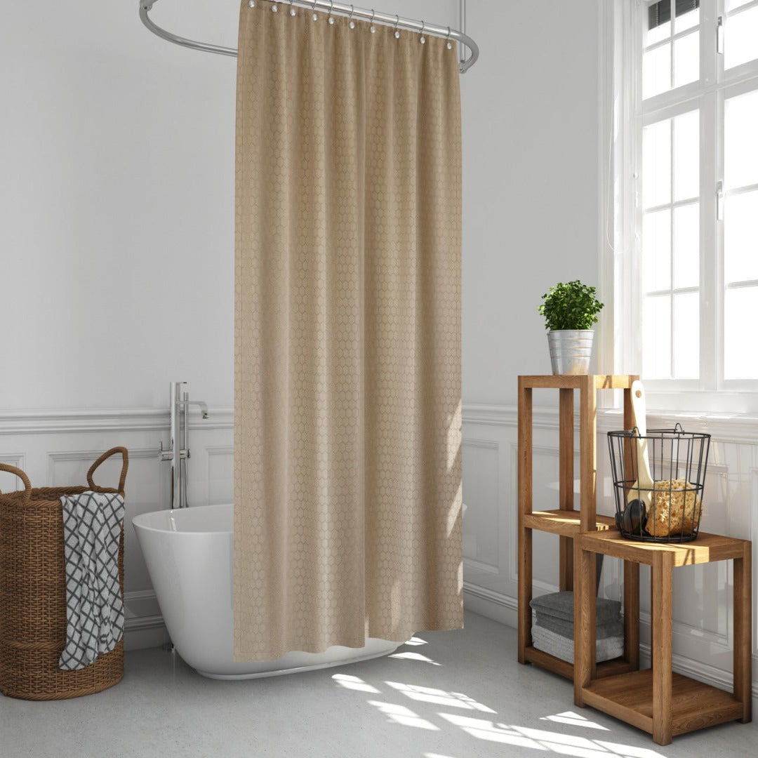 HONEYCOMB BEIGE SHOWER CURTIAN