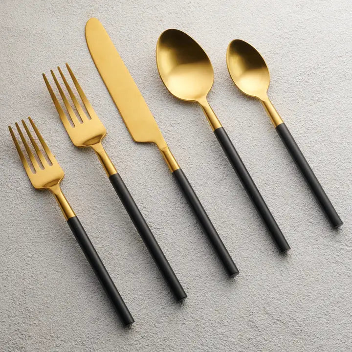VIKKO- DINE COVE BRUSHED GOLD W/ BLACK HANDLE