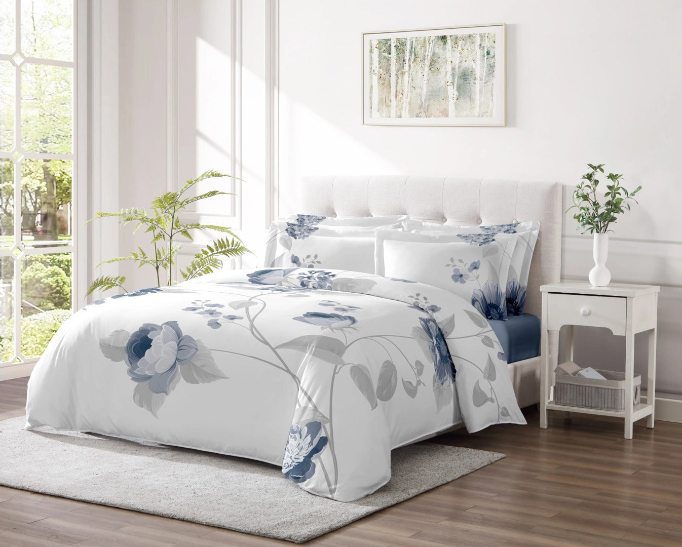 MASTERTEX BLUE FLORAL DUVET SET 8PCS