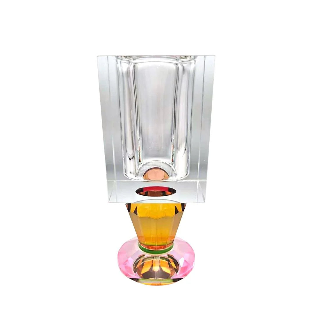 CRYSTAL VASE WITH COLOR BASE