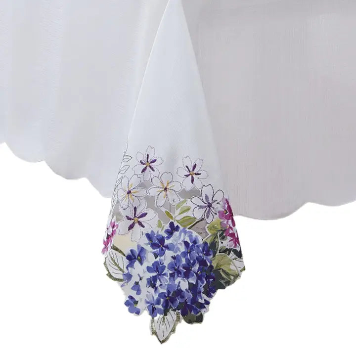 SPRING HYDRANGEA FLORAL CUTWORK TABLECLOTH