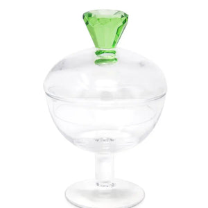 GLASS FOOTED JAR WITH SHAPE HANDLES