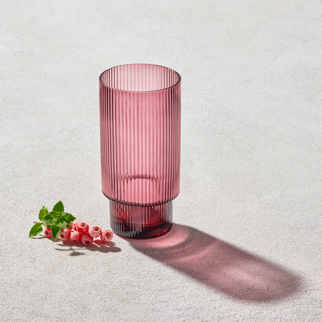 MALIBU RIBBED HIGHBALL GLASS CLEAR 6 PK