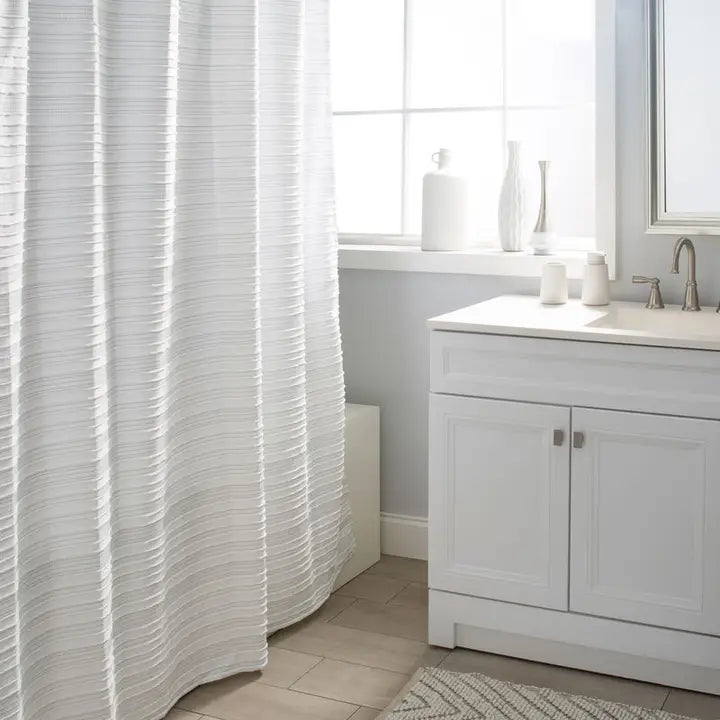 TRAFALGAR SHOWER CURTAIN- 71" X 71"- WHITE