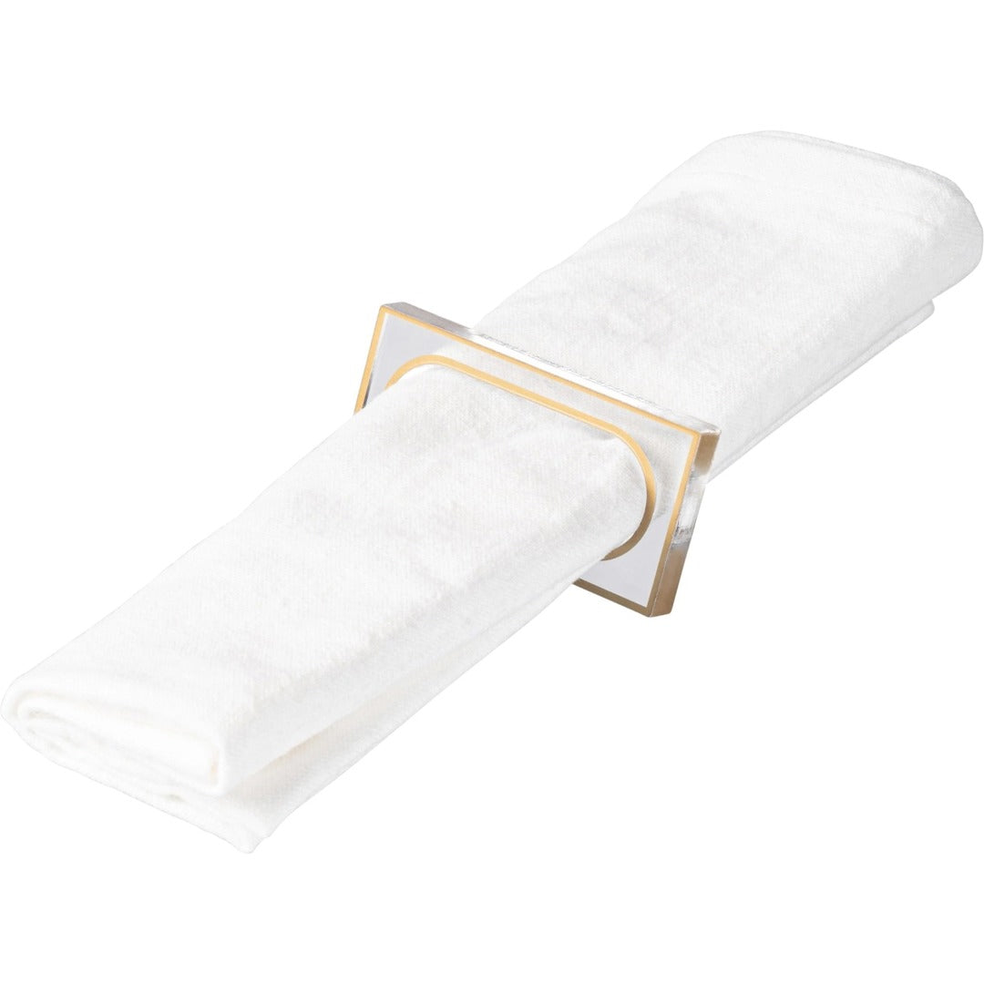 RECTANGLE NAPKIN RINGS GOLD 4 PCK