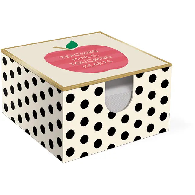 DESK MEMO BOX W/ PEN - APPLE