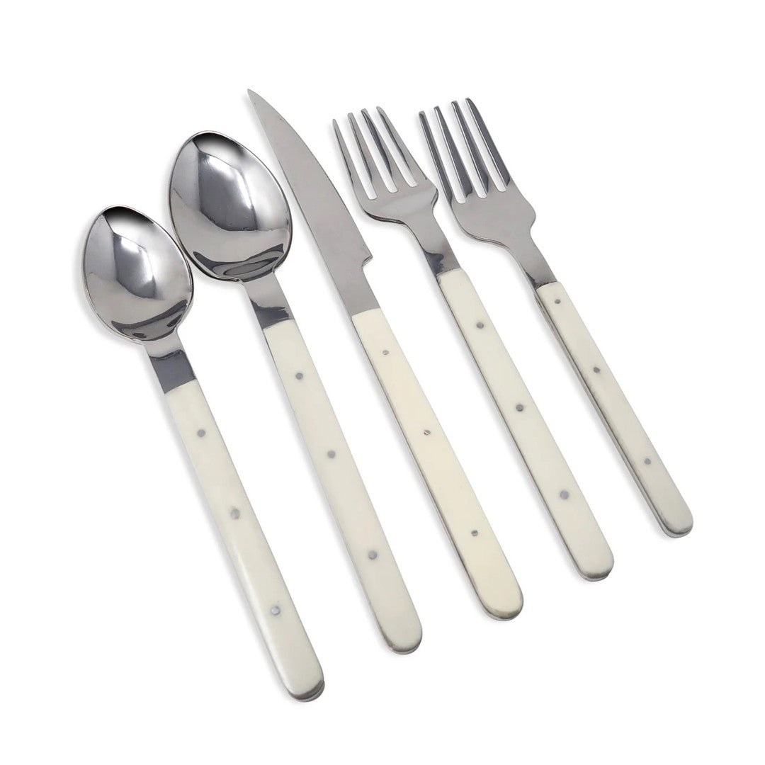 20 PC FLATWARE SS W/ WHITE HANDLE