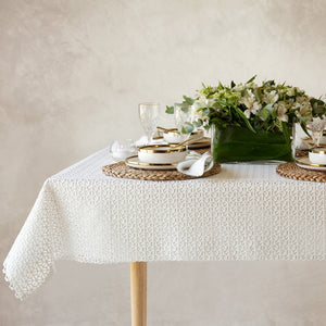 BISSANA LINED WHITE TABLECLOTH