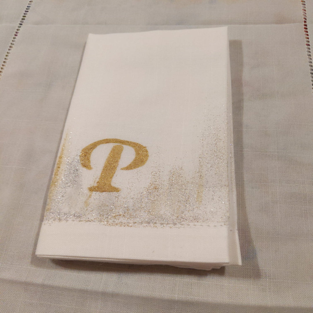 HAND-PAINTED NAPKIN WITH INITIAL